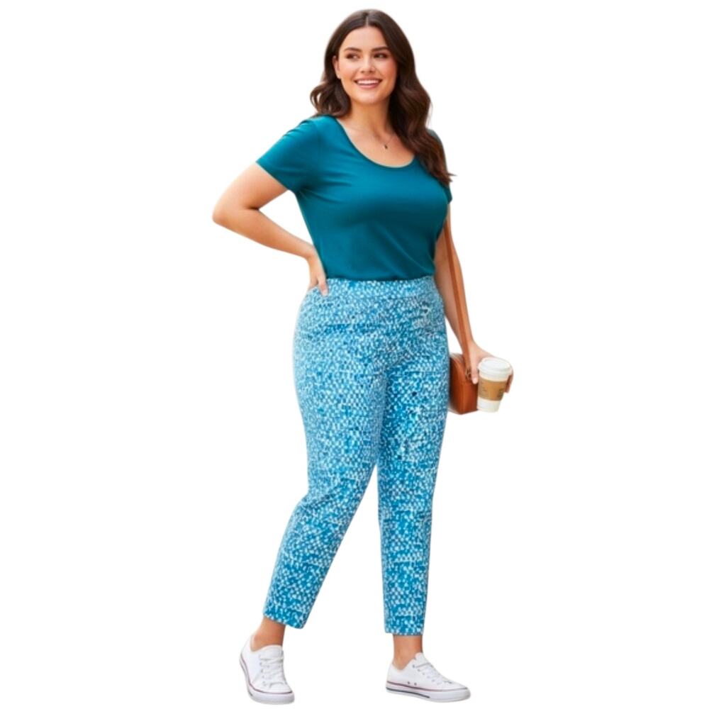 Soft Surroundings NWOT La Medina‎ Stretch Pull-On Pants in Aqua Blue XL